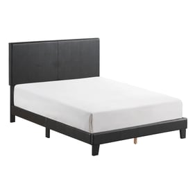 Crown Mark Yates Black PU Full Platform Bed with Adjustable Headboard