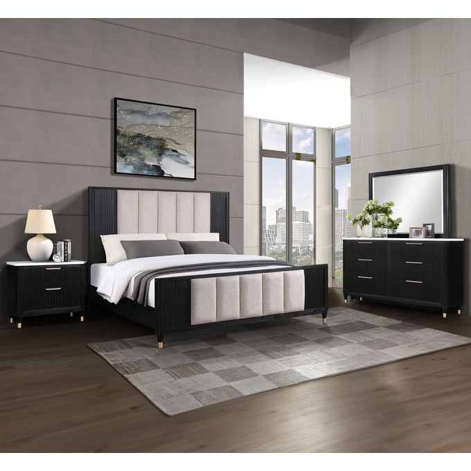 Crown Mark Kara 4pc Bedroom Set With King Bed CRW-B1400-K-BED-S2