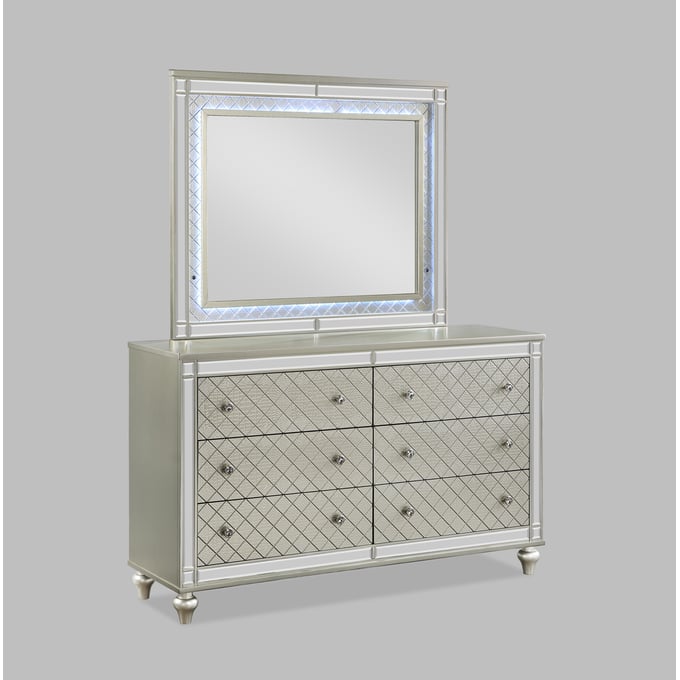 Crown Mark Cristian Champagne Dresser and Mirror CRW-B1680-DRMR