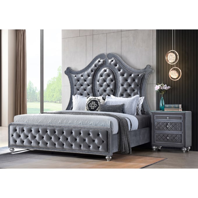 Crown Mark Cameo 2pc Bedroom Set with King Bed CRW-B2100-BR-S1