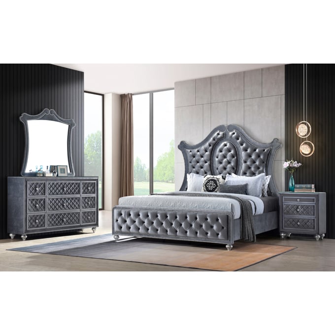 Crown Mark Cameo 4pc Bedroom Set with King Bed CRW-B2100-BR-S3