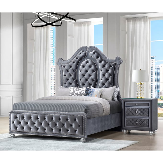 Crown Mark Cameo 2pc Bedroom Set with Queen Bed CRW-B2100-BR-S2