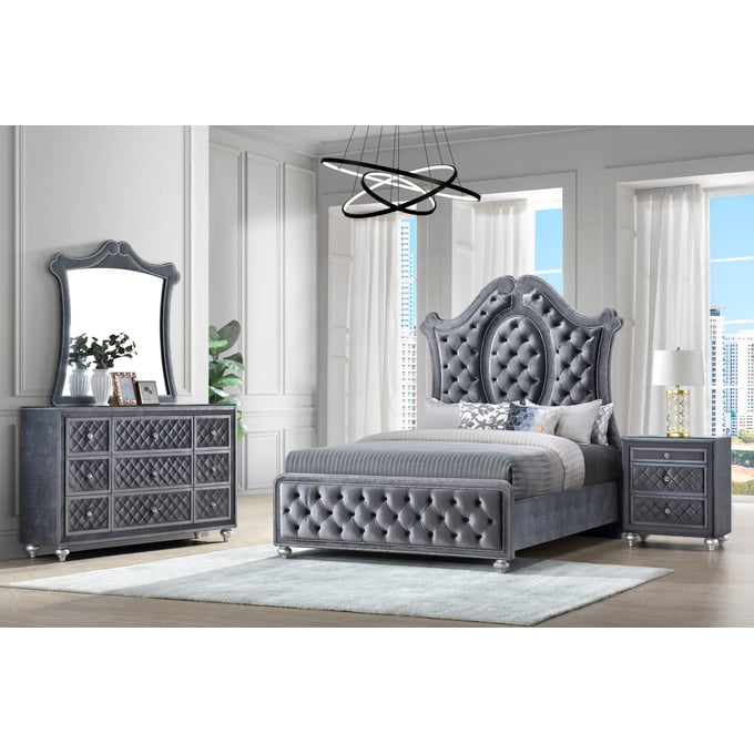 Crown Mark Cameo 4pc Bedroom Set with Queen Bed CRW-B2100-BR-S4