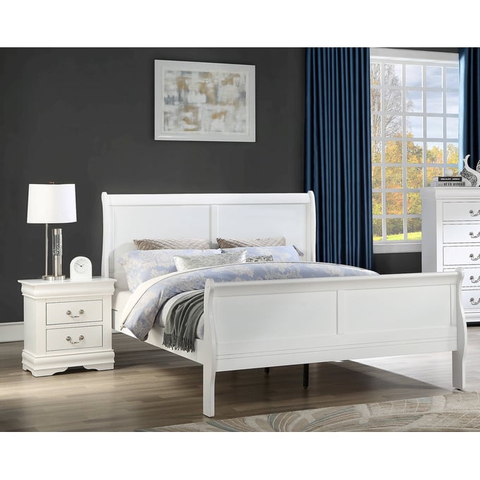 Crown Mark Louis Philip White 4pc Bedroom Set With Full Bed CRW-B3650-F-BR-S1