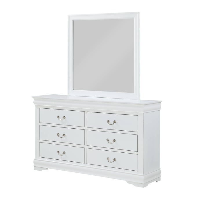 Crown Mark Louis Philip White Dresser and Mirror CRW-B3650-DRMR