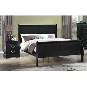 Crown Mark Louis Philip Black Wood 4pc Bedroom Set With Queen Bed