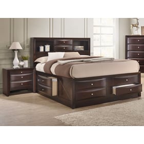 Crown Mark Emily Dark Cherry 4pc Bedroom Set With King Storage Bed