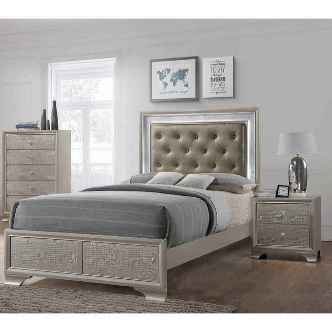 Crown Mark Lyssa Champagne 2pc Bedroom Set With Twin Bed CRW-B4300-BR-S2