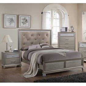 Crown Mark Lila Champagne Gold 4pc Bedroom Set With Queen Bed