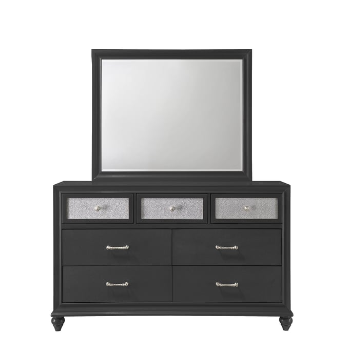 Crown Mark Lila Black Dresser and Mirror CRW-B4398-DRMR