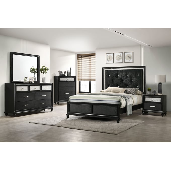 Crown Mark Lila Black 5pc Bedroom Set With Queen Bed CRW-B4398-Q-BED-S3