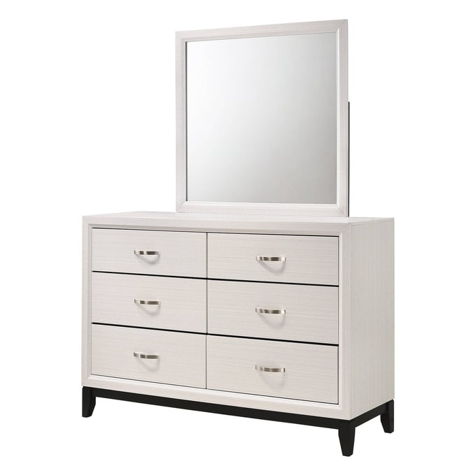 Crown Mark Akerson White Dresser and Mirror CRW-B4610-DRMR