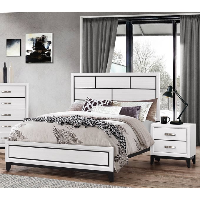 Crown Mark Akerson White 4pc Bedroom Set with Queen Bed CRW-B4610-Q-BR-S2