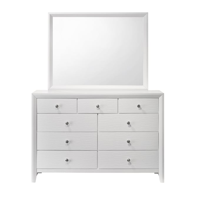 Crown Mark Evan White Dresser and Mirror CRW-B4710-DRMR