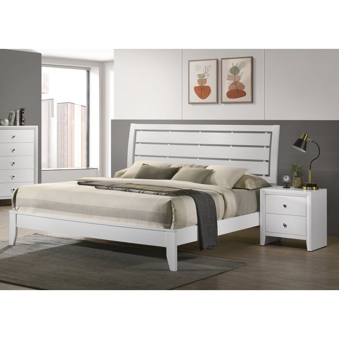 Crown Mark Evan White 2pc Bedroom Set with King Bed CRW-B4710-BR-S2