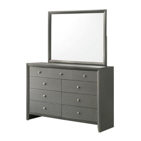 Crown Mark Denker Gun Metal Dresser and Mirror