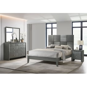 Crown Mark Denker Gun Metal 4pc Bedroom Set With Queen Bed