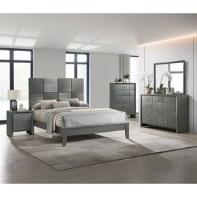 Crown Mark Denker Gun Metal 5pc Bedroom Set With Queen Bed