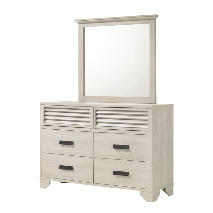 Crown Mark Sarter White Dresser and Mirror CRW-B4740-DRMR