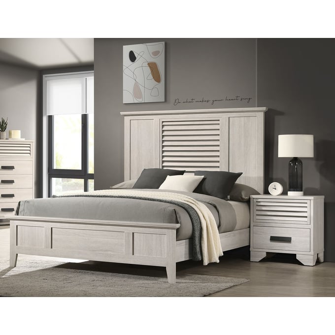 Crown Mark Sarter White 2pc Bedroom Set With King Bed CRW-B4740-BR-S1