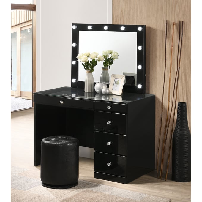 Crown Mark Morgan Black Vanity Set CRW-B4851BK-91-VNT-SET