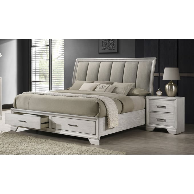 Crown Mark Jaymes White Mist 2pc Bedroom Set With Queen Bed CRW-B6582-Q-BED-S1