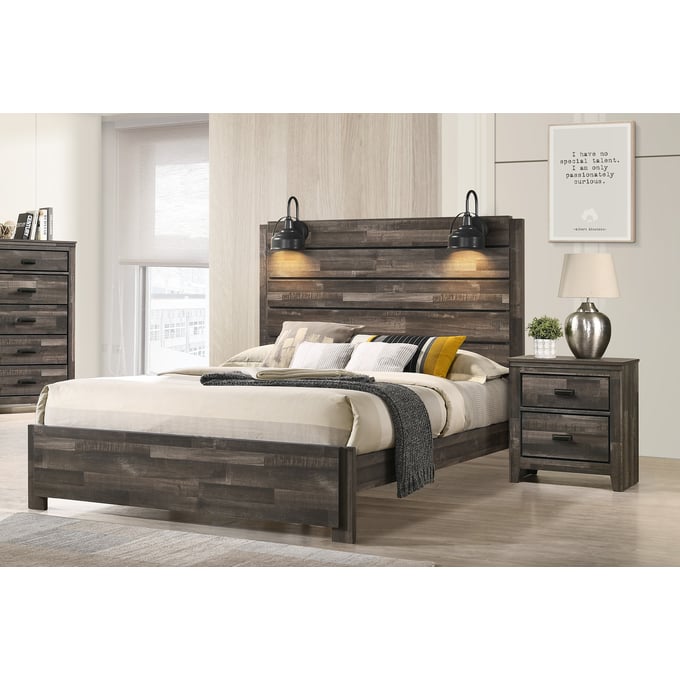 Crown Mark Carter Brown 2pc Bedroom Set with King Bed CRW-B6800-BR-S2