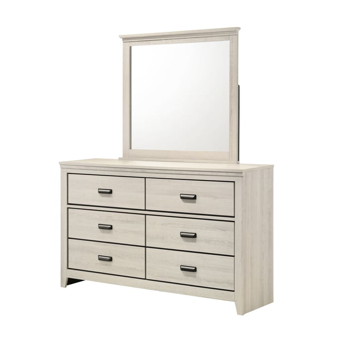 Crown Mark Carter White Dresser and Mirror CRW-B6810-DRMR