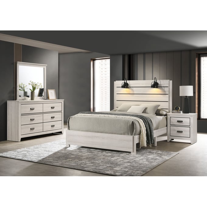 Crown Mark Carter White 4pc Bedroom Set With Queen Bed CRW-B6810-Q-BED-S2