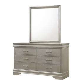 Crown Mark Amalia Champagne Silver Dresser And Mirror