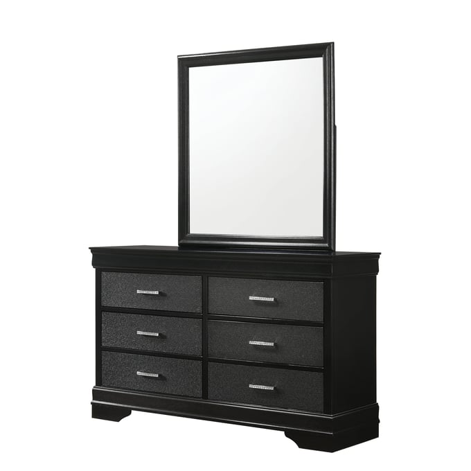 Crown Mark Amalia Black Dresser and Mirror CRW-B6918-DRMR