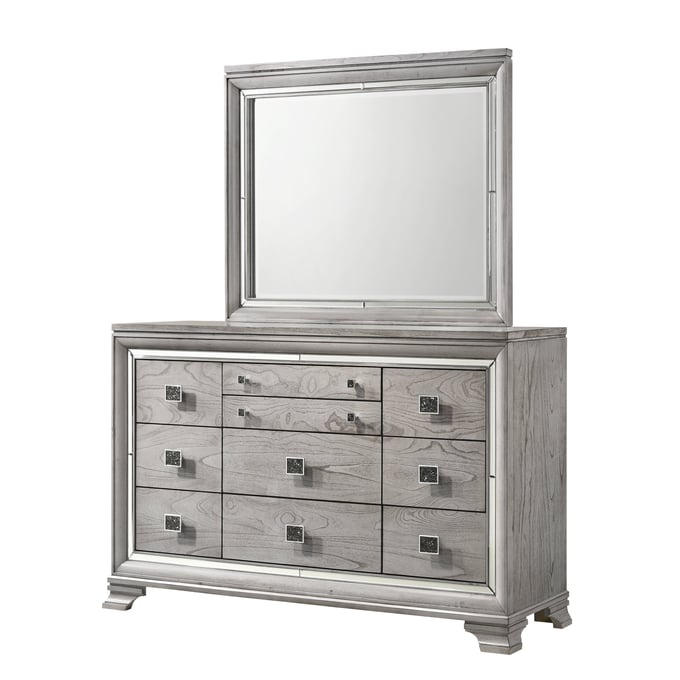 Crown Mark Vail Grey Dresser and Mirror CRW-B7200-DRMR