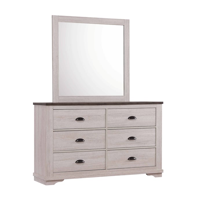 Crown Mark Coralee Chalk Grey Dresser and Mirror CRW-B8130-DRMR