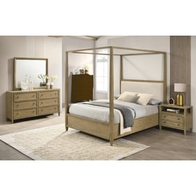 Crown Mark Sienna Antique Brown 4pc Bedroom Set With Queen Canopy Bed