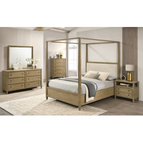 Crown Mark Sienna Antique Brown 5pc Bedroom Set With King Canopy Bed