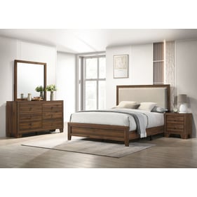 Crown Mark Millie Brown Cherry 4pc Bedroom Set With King Upholstery Bed