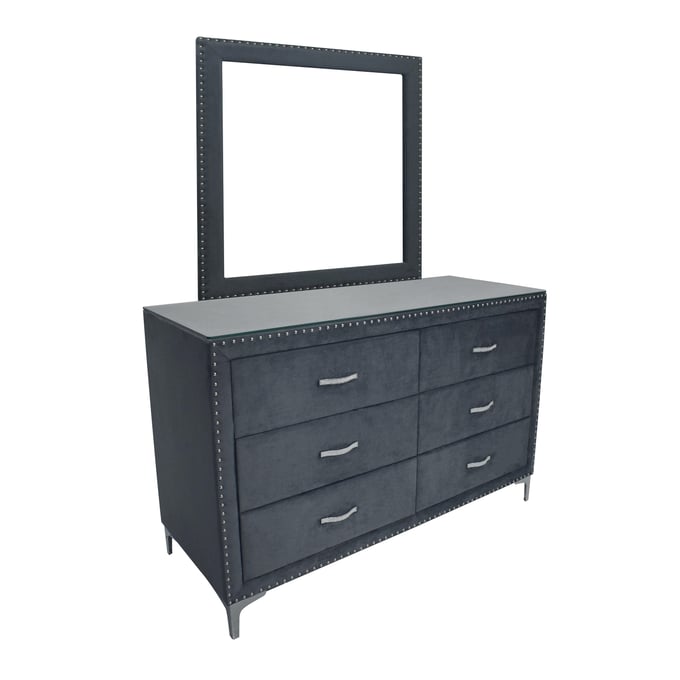 Crown Mark Lucinda Dark Grey Dresser and Mirror CRW-B9260-DRMR