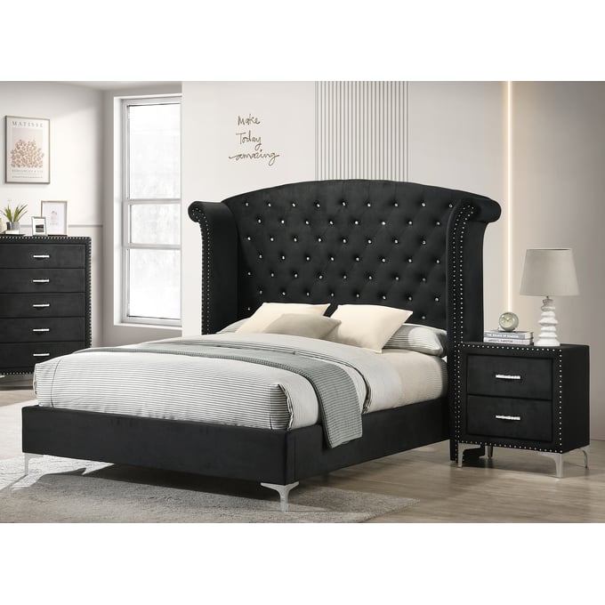 Crown Mark Lucinda Black 2pc Bedroom Set with King Bed CRW-B9265-BR-S1