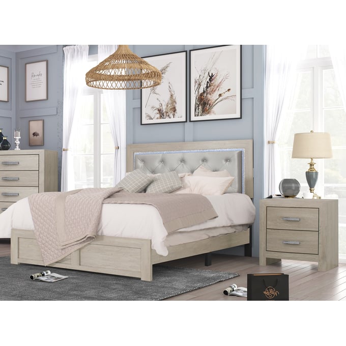 Crown Mark Jaylen Natural 4pc Bedroom Set with Queen Bed CRW-B9270-BR-S4