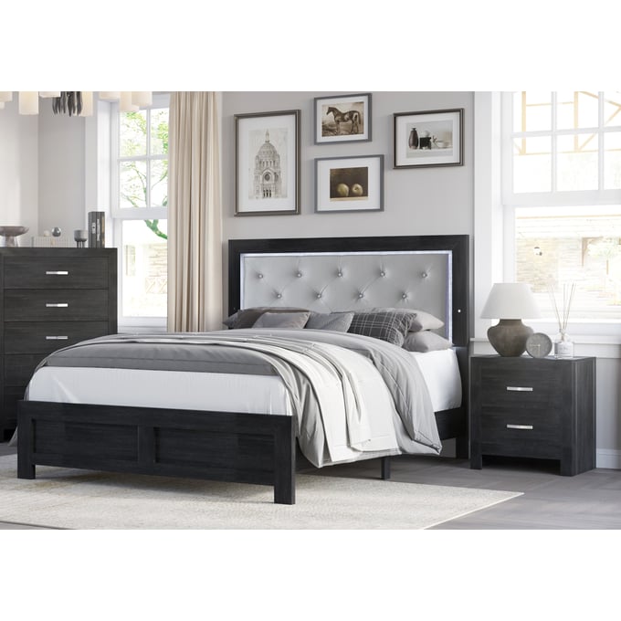 Crown Mark Jaylen Black 4pc Bedroom Set with Queen Bed CRW-B9280-BR-S4