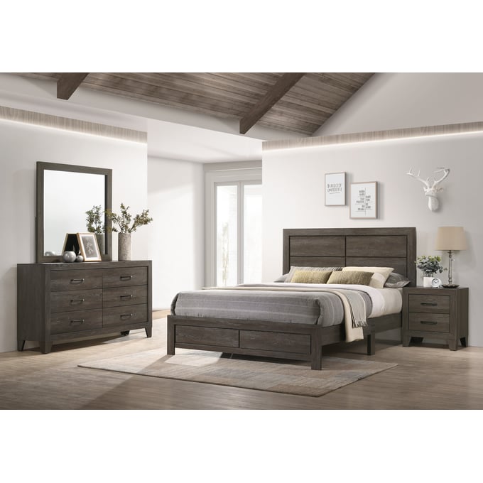 Crown Mark Hopkins Brown 4pc Bedroom Set with Twin Bed CRW-B9310-BR-S8