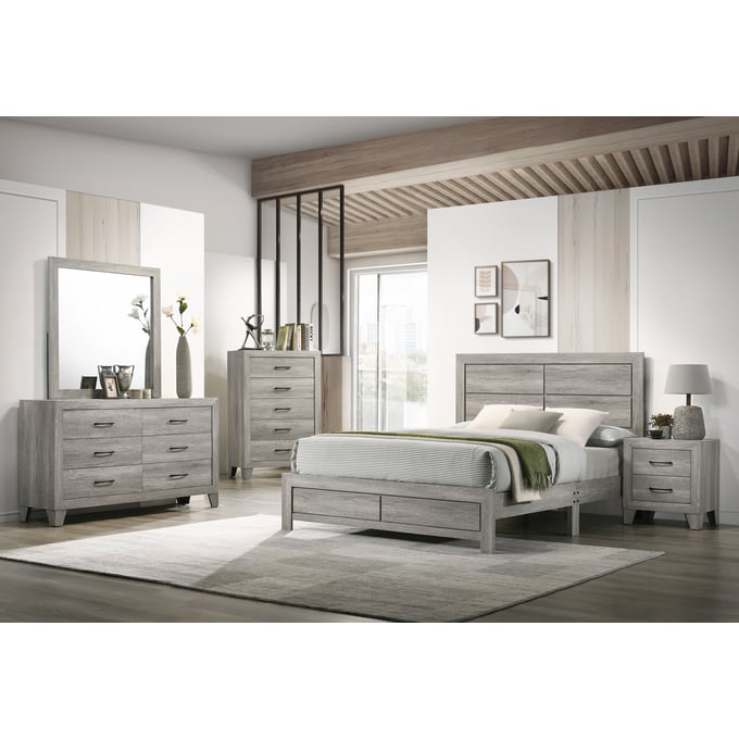 Crown Mark Hopkins Drift Wood 5pc Bedroom Set With King Bed CRW-B9320-K-5PC