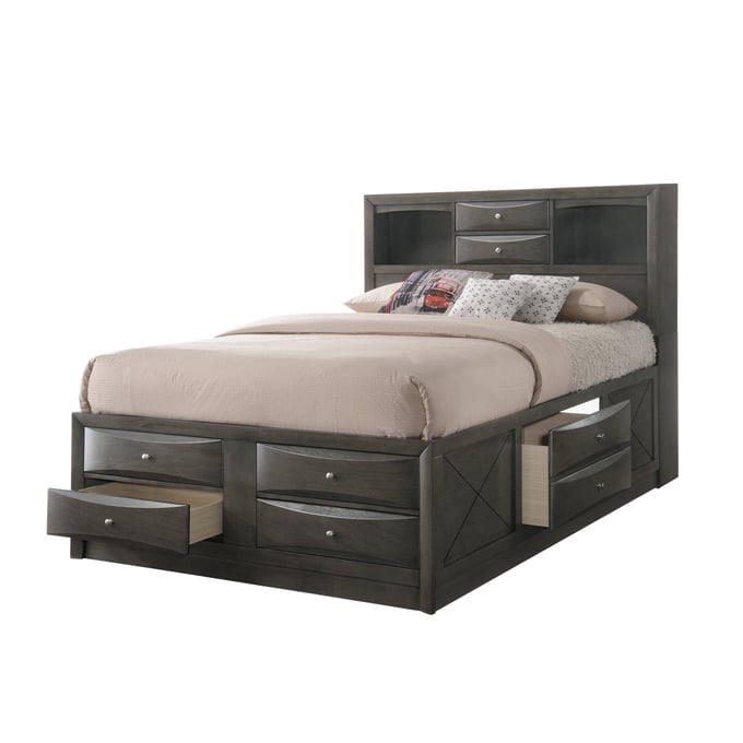 Crown Mark Emily Grey Queen Storage Bed CRW-B4275-Q-BED