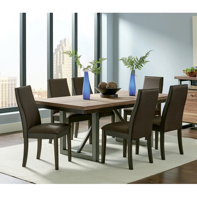 Coaster Furniture Spring Creek Natural Walnut Rich Cocoa Brown 7pc Dining Room Set CST-10658-DR-S1