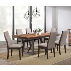 Coaster Furniture Spring Creek Natural Walnut Taupe 7pc Dining Room Set