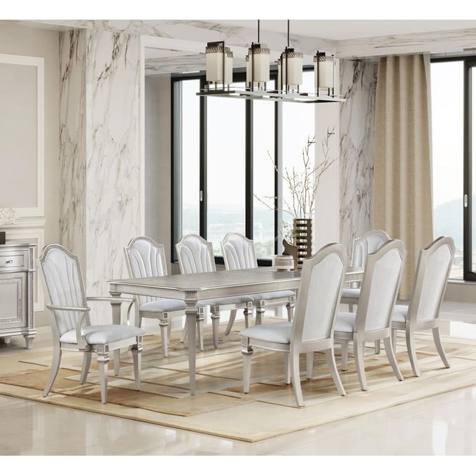 Coaster Furniture Evangeline Silver Oak 9pc Dining Room set CST-10755-DR-S3