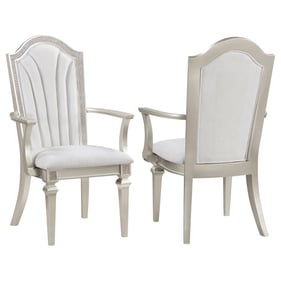 2 Coaster Furniture Evangeline Ivory Silver Oak Dining Arm Chairs