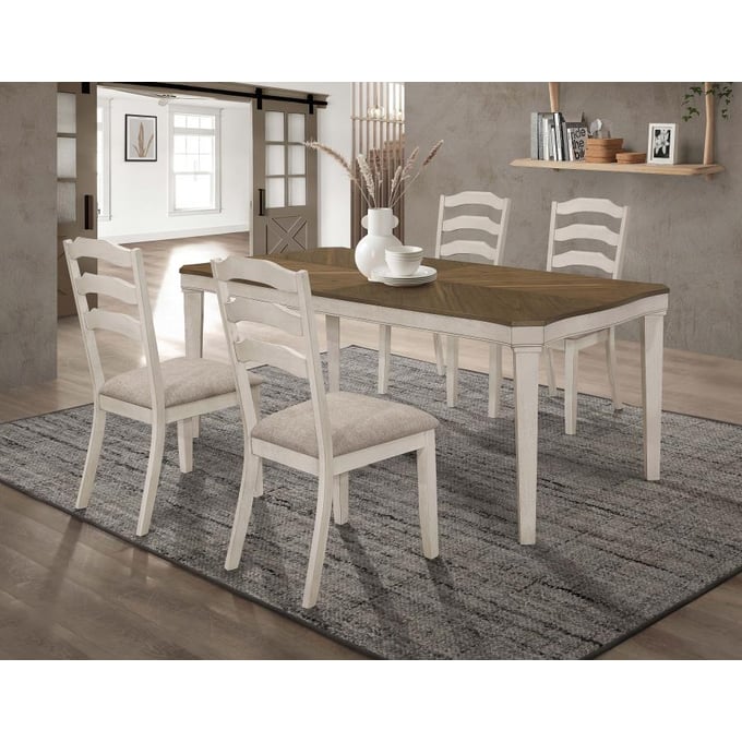 Coaster Furniture Ronnie Nutmeg Rustic Cream 5pc Dining Room Set CST-10805-DR-S1