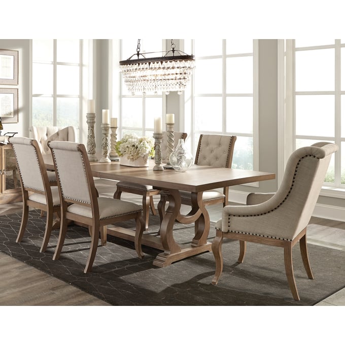 Coaster Furniture Brockway Barley Brown 7pc Trestle Dining Room Set CST-11029-DR-S1