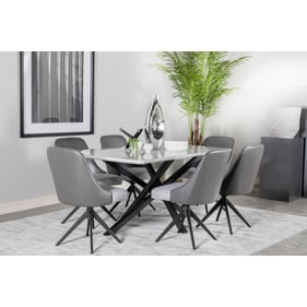 Coaster Furniture Paulita White Gunmetal 7pc Dining Room Set